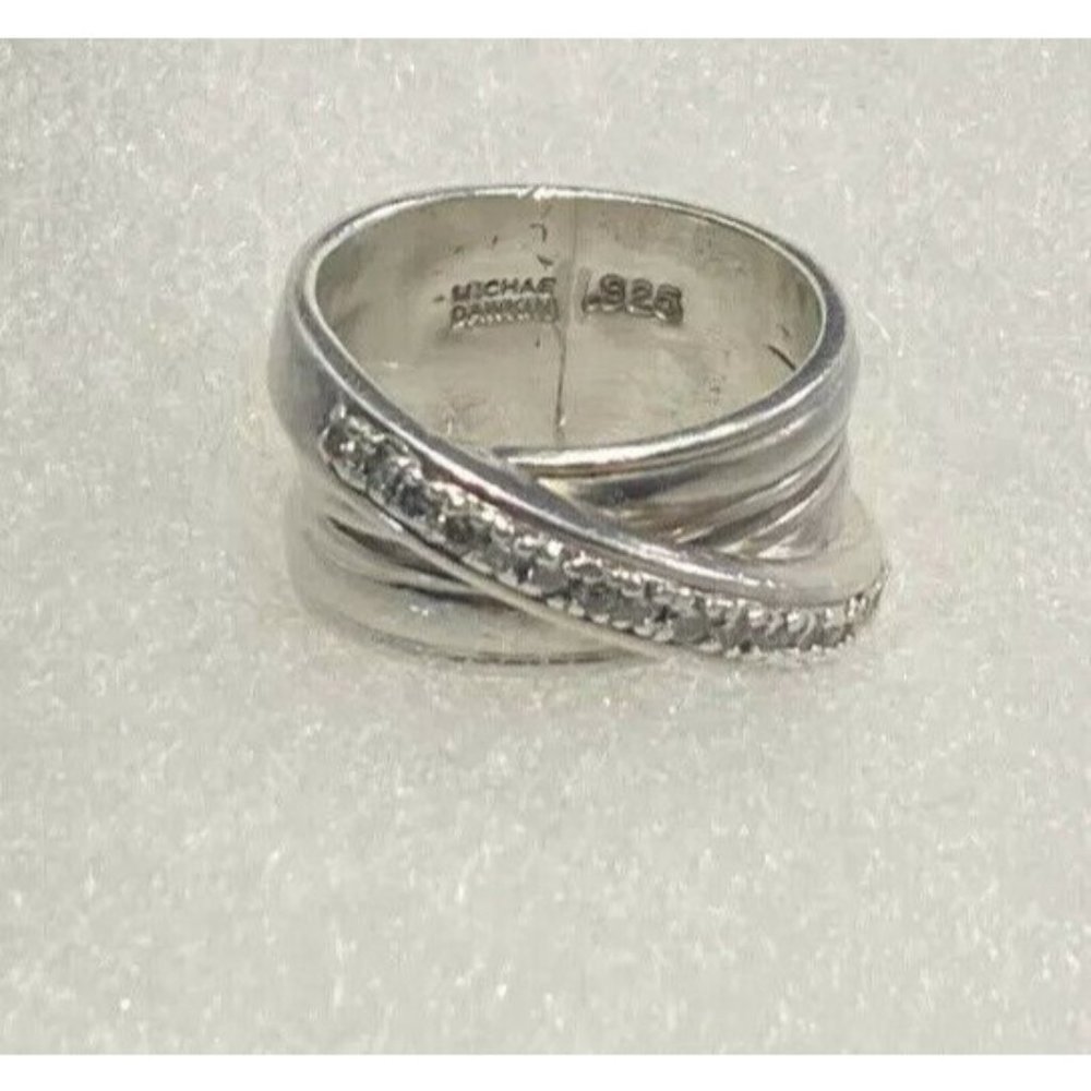 Michael Dawkins 925 Ring Size 6 CZ Modernist Band